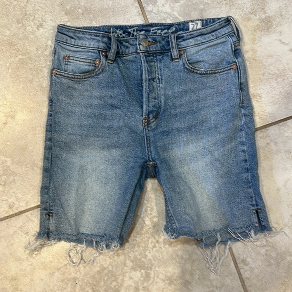 Free People Avery Denim Longer Length Bermuda Shorts 27